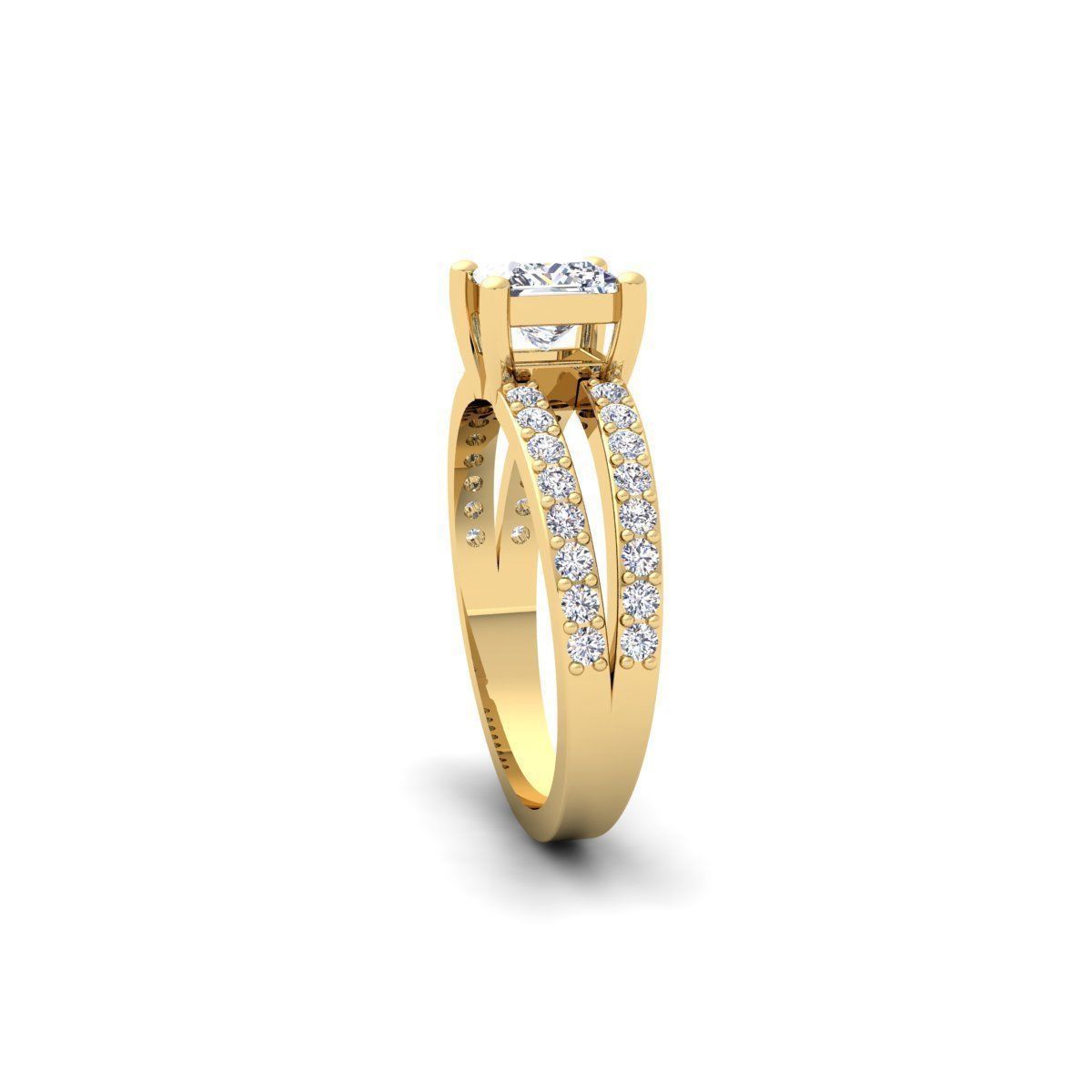 Princess Engagement Ring 3d Model 3D print model_6