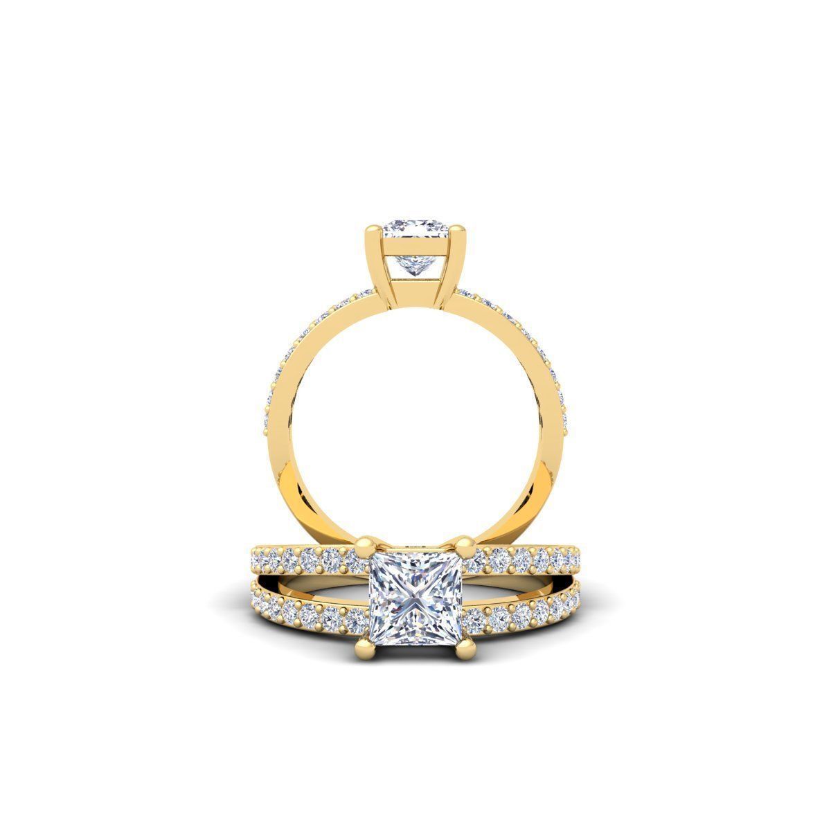 Princess Engagement Ring 3d Model 3D print model_7