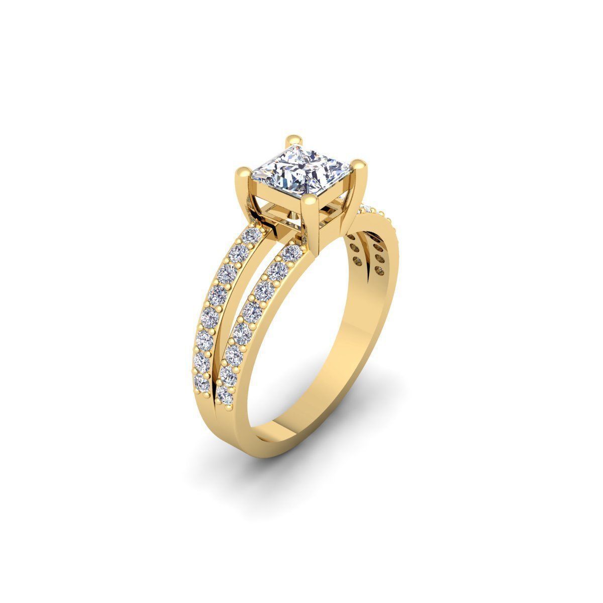 Princess Engagement Ring 3d Model 3D print model_4