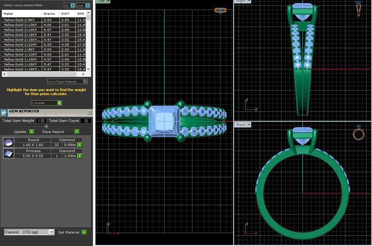Princess Engagement Ring 3d Model 3D print model_2
