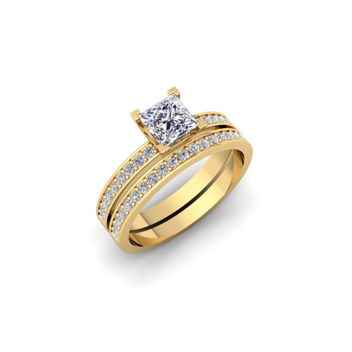 Princess Set Engagement Ring 3d Model  3D print model_10