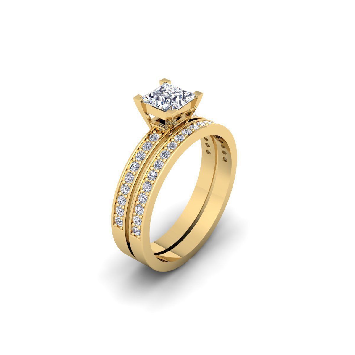 Princess Set Engagement Ring 3d Model  3D print model_6