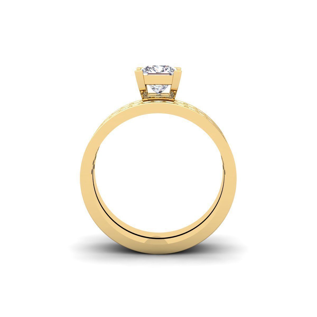 Princess Set Engagement Ring 3d Model  3D print model_8