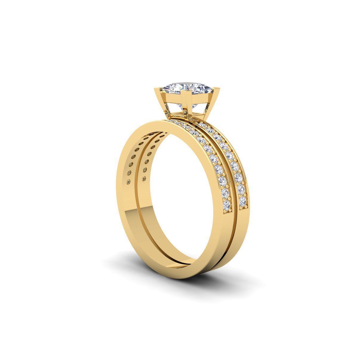 Princess Set Engagement Ring 3d Model  3D print model_3