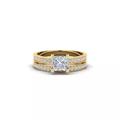 Princess Set Engagement Ring 3d Model 