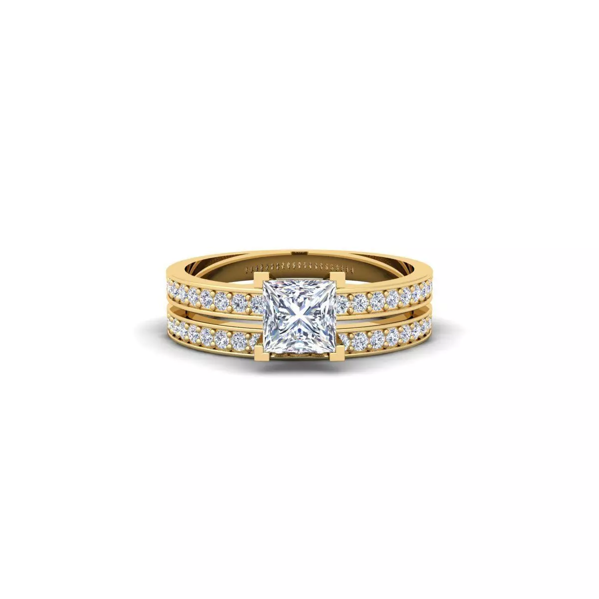 Princess Set Engagement Ring 3d Model  3D print model_0