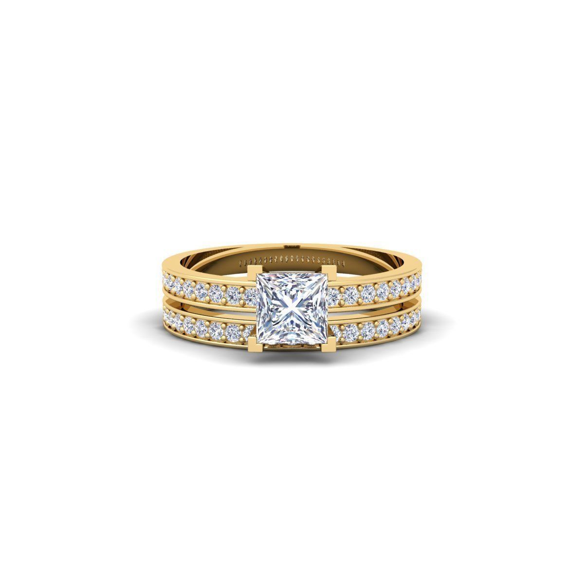 Princess Set Engagement Ring 3d Model  3D print model_13