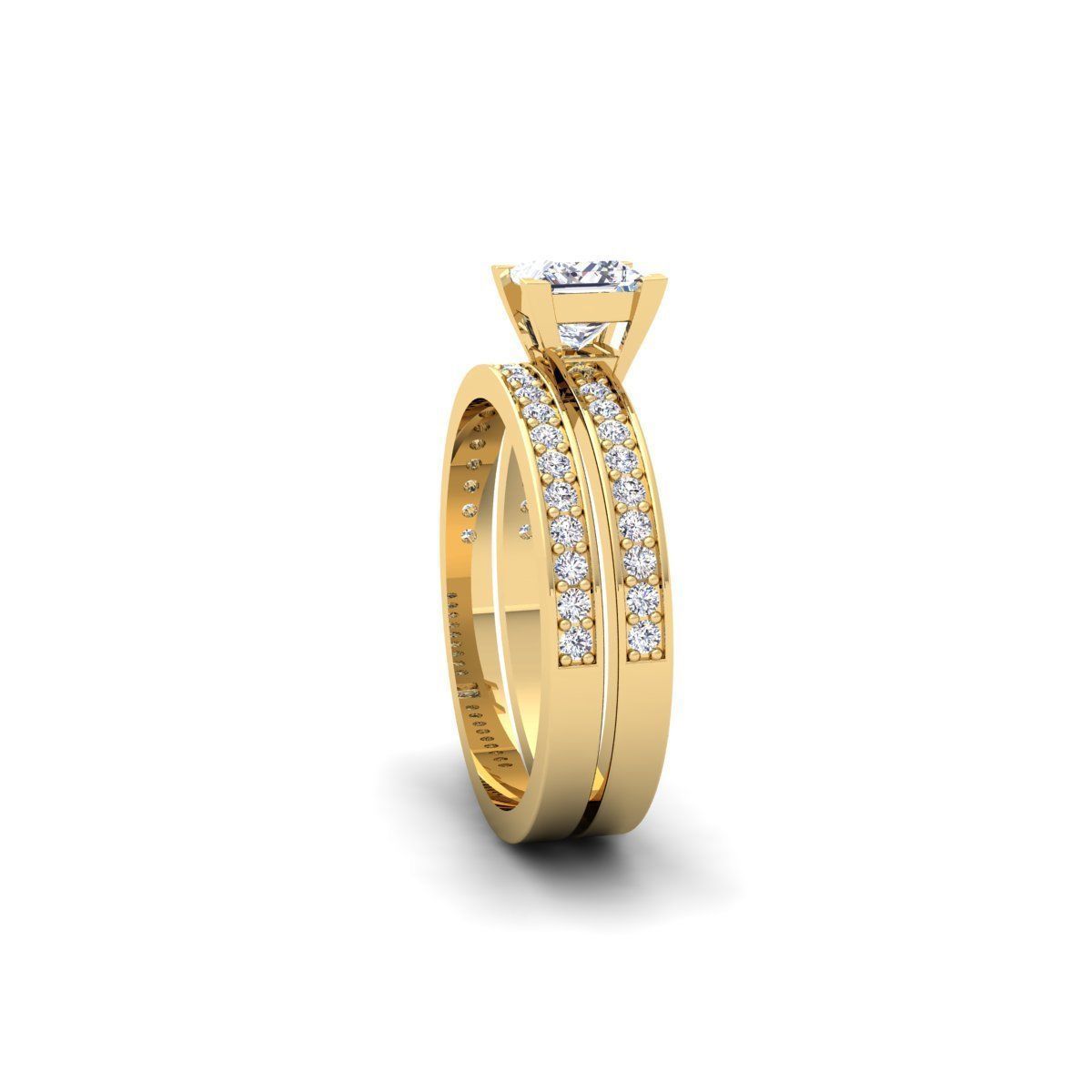 Princess Set Engagement Ring 3d Model  3D print model_11