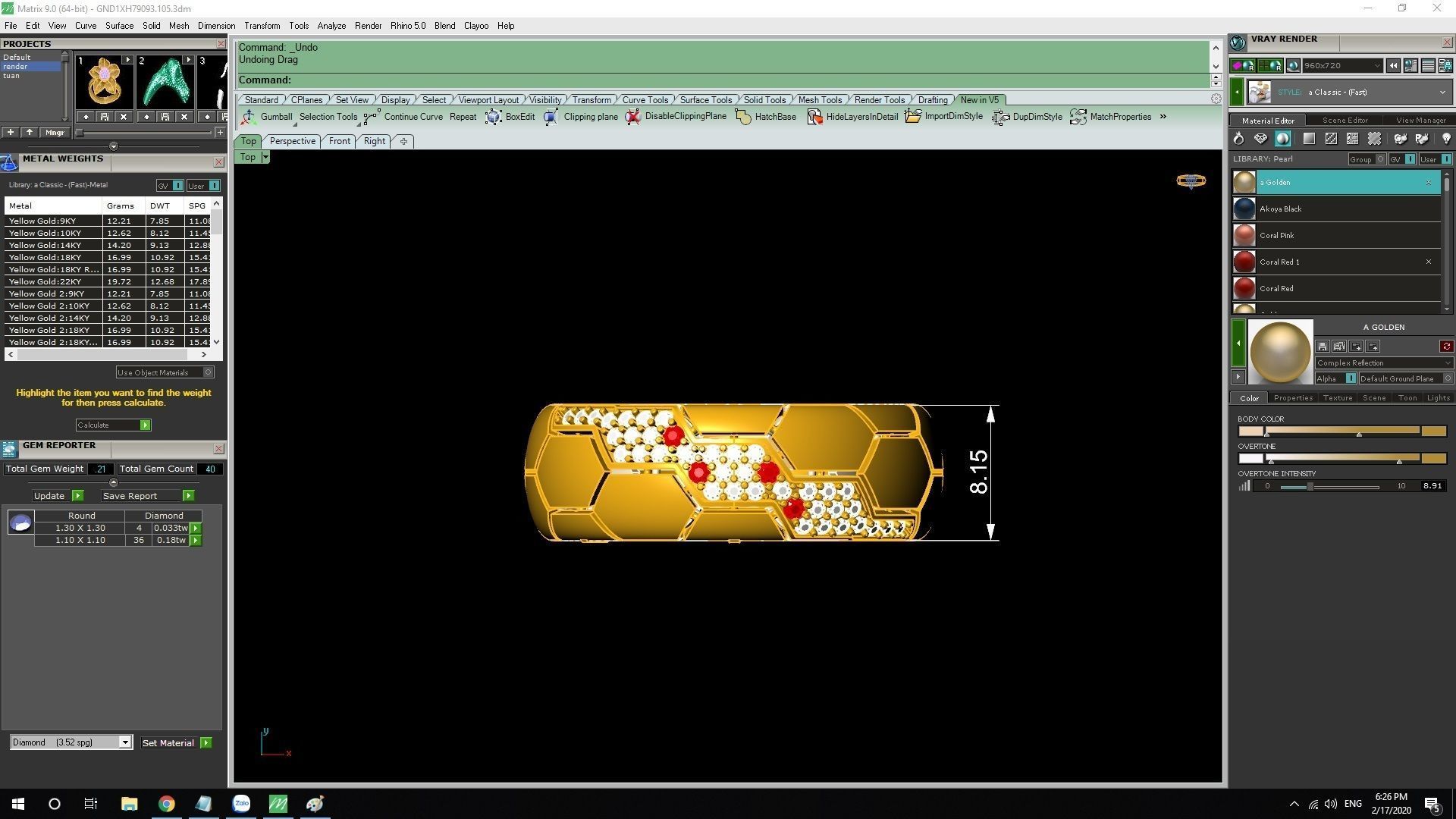 Honeycomb Pattern Couple Rings with Small Diamonds 3D Model 2307 3D print model_5