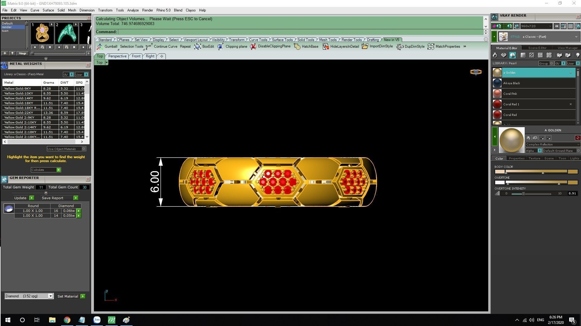 Honeycomb Pattern Couple Rings with Small Diamonds 3D Model 2307 3D print model_4