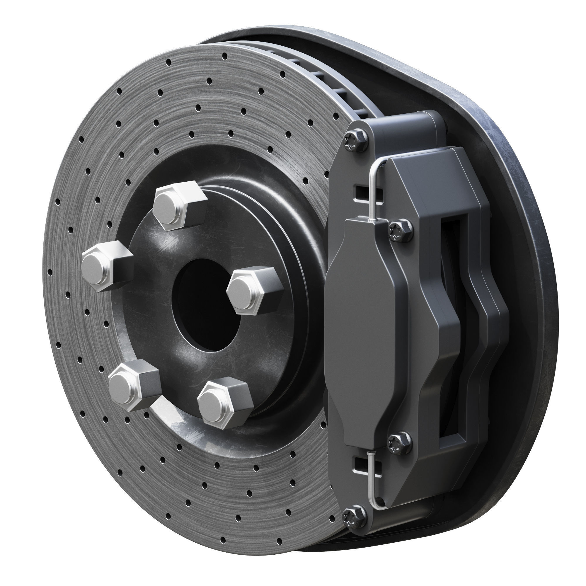 Car braking system for sport cars 3D model_1