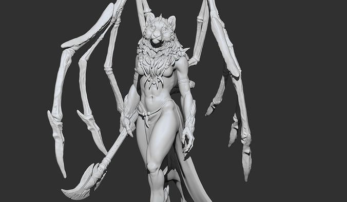 Manticore silhouette of demon holding scythe 3D print model
