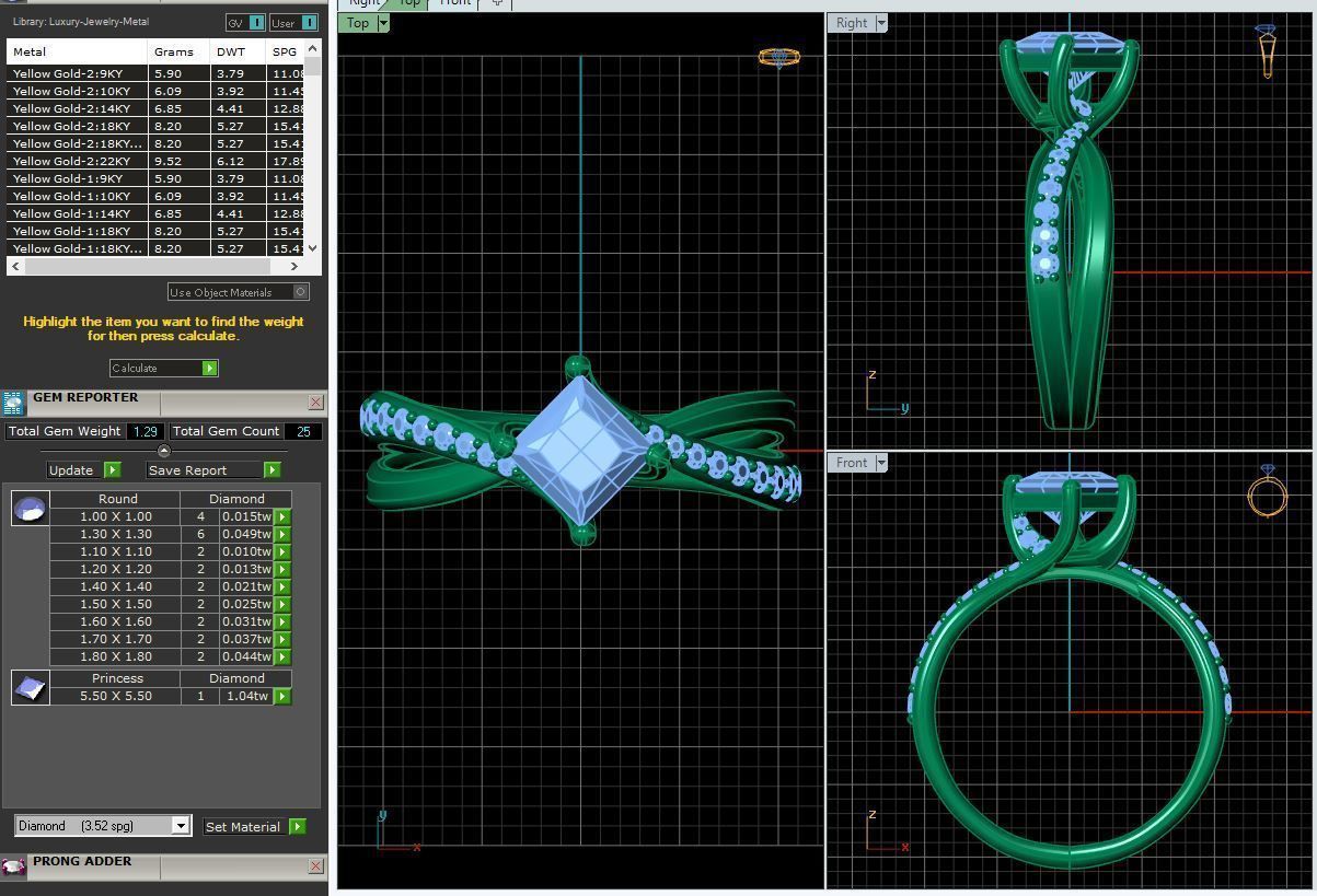 Princess Twist Engagement Ring 3d Model  3D print model_10