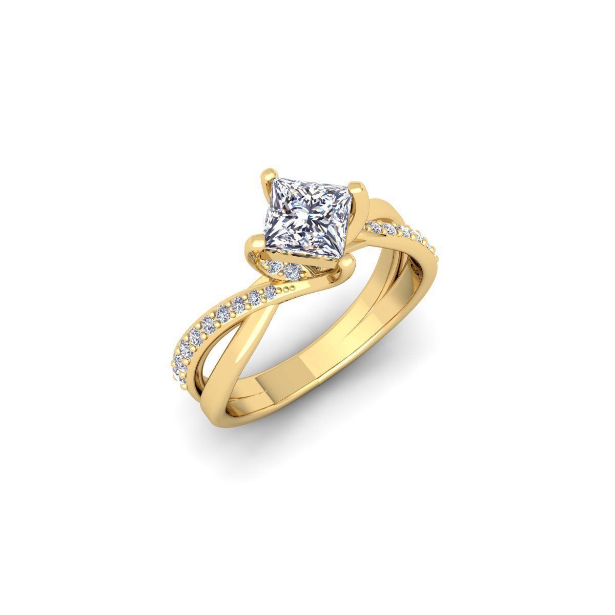 Princess Twist Engagement Ring 3d Model  3D print model_1