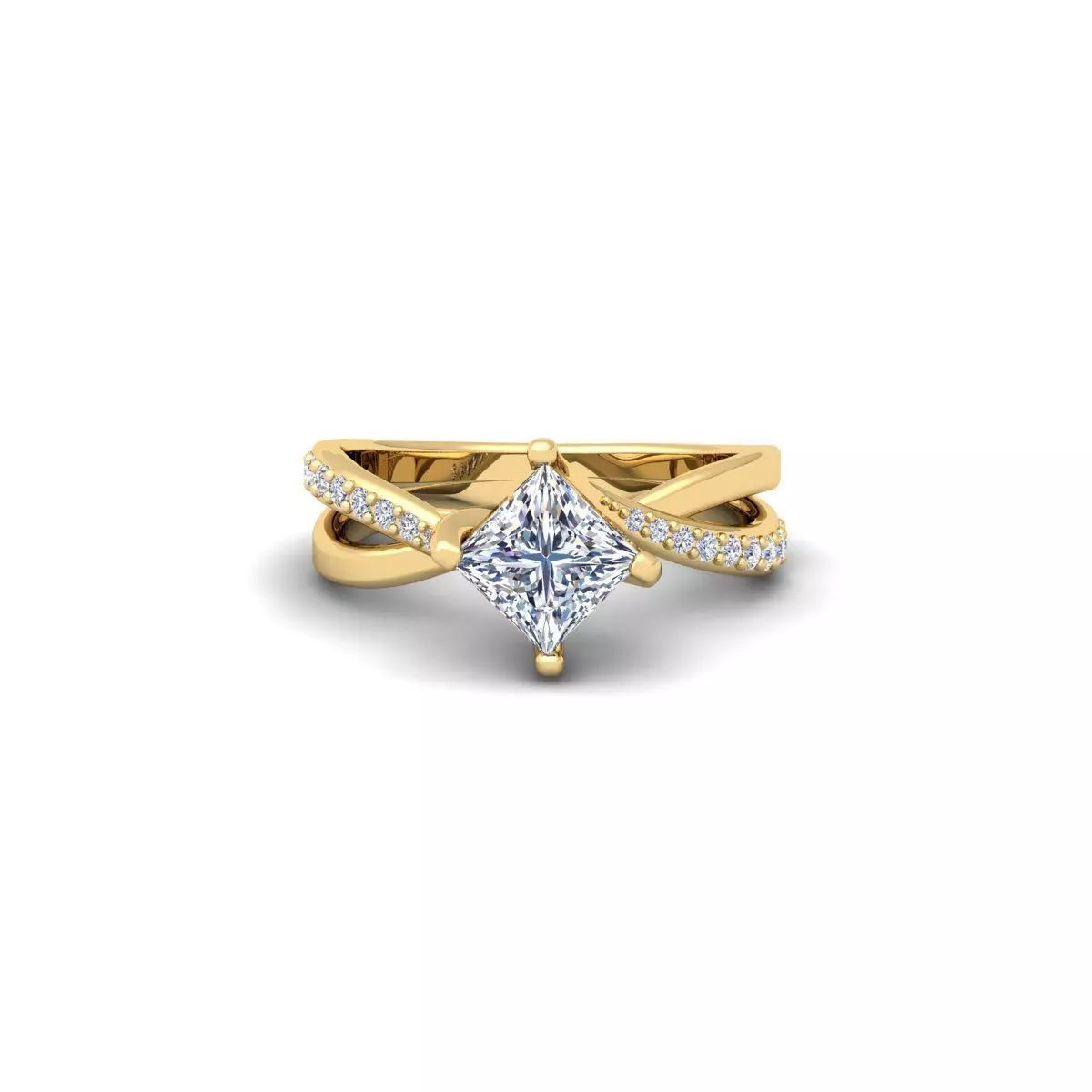 Princess Twist Engagement Ring 3d Model  3D print model_0