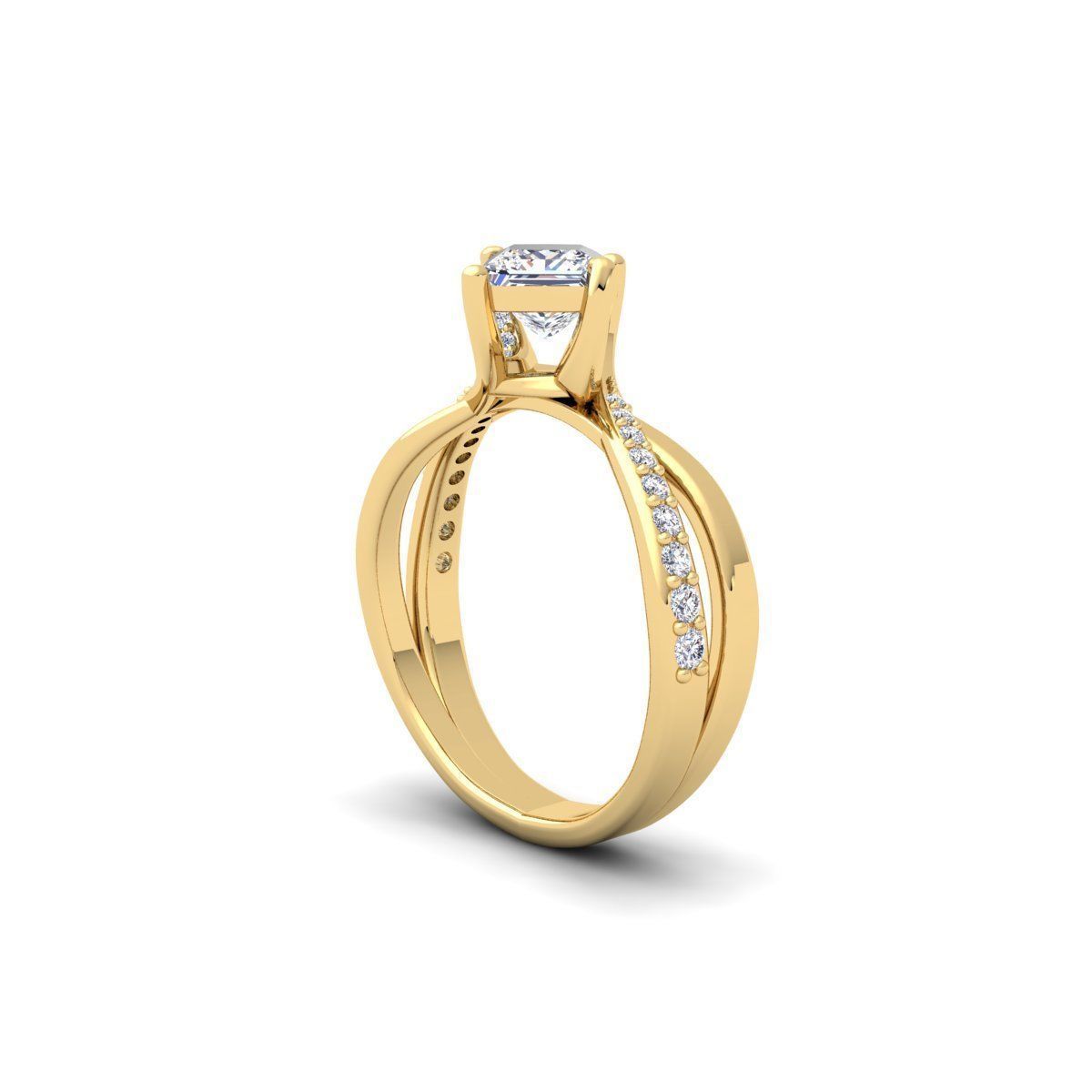 Princess Twist Engagement Ring 3d Model  3D print model_2