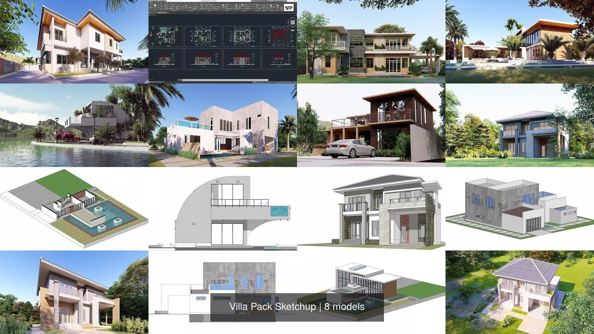 Villa Pack Sketchup 3D Model Collection_0