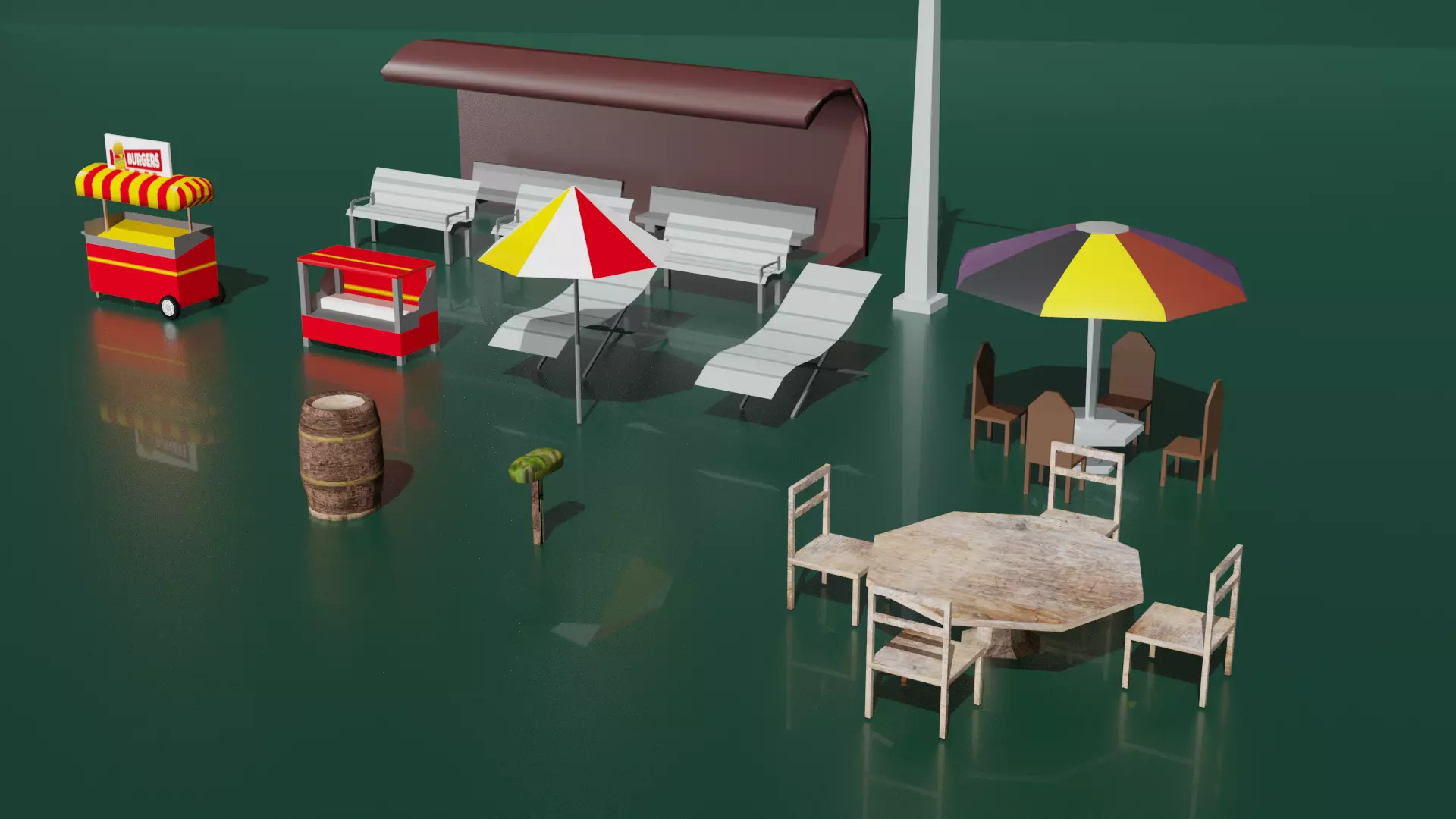 street assets Low-poly 3D model
