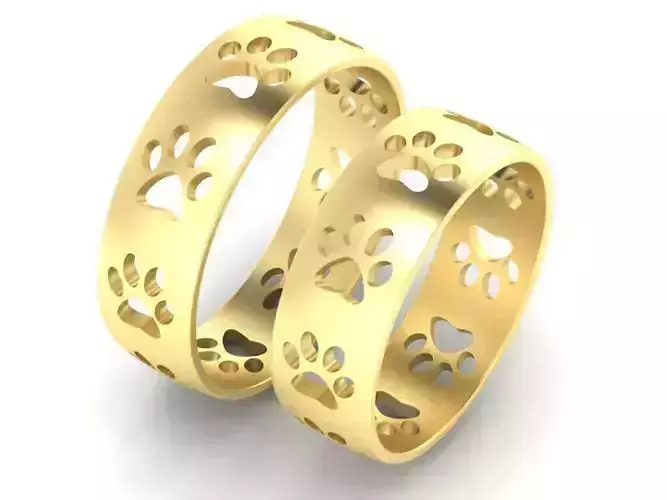 dog paws wedding rings