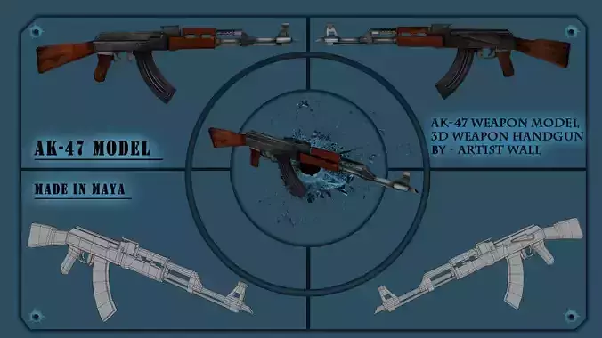 Ak 47 3D Model Low-poly 3D model