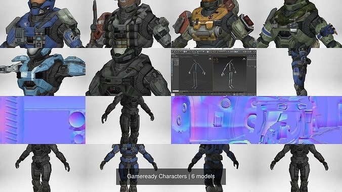 Gameready Characters halo 3D Model Collection