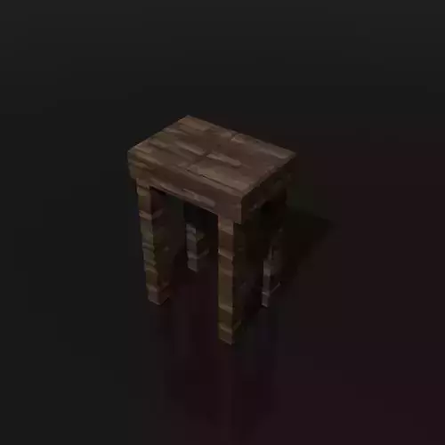 3D low Poly bench wooden table