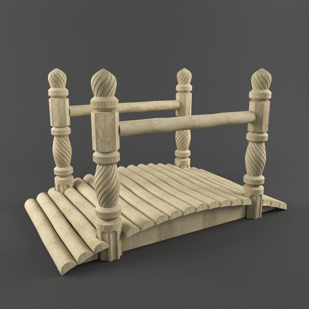 Brige wooden bridge Free 3D model_1