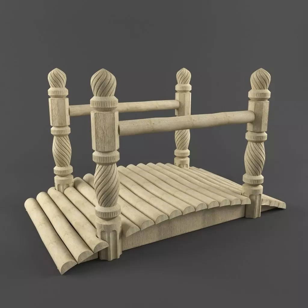 Brige wooden bridge Free 3D model_0