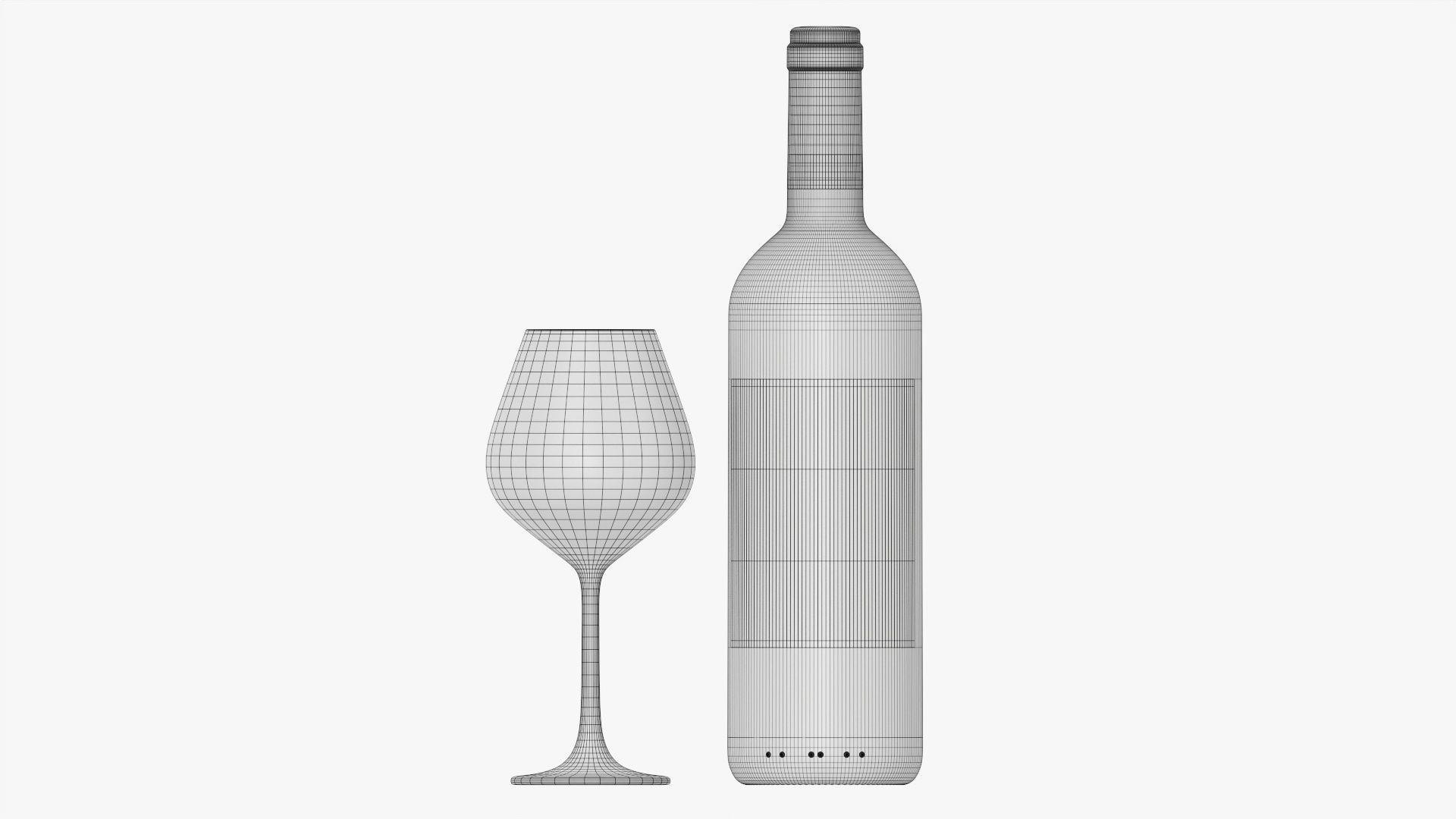 Wine bottle mockup 03 Red with glass 3D model_8
