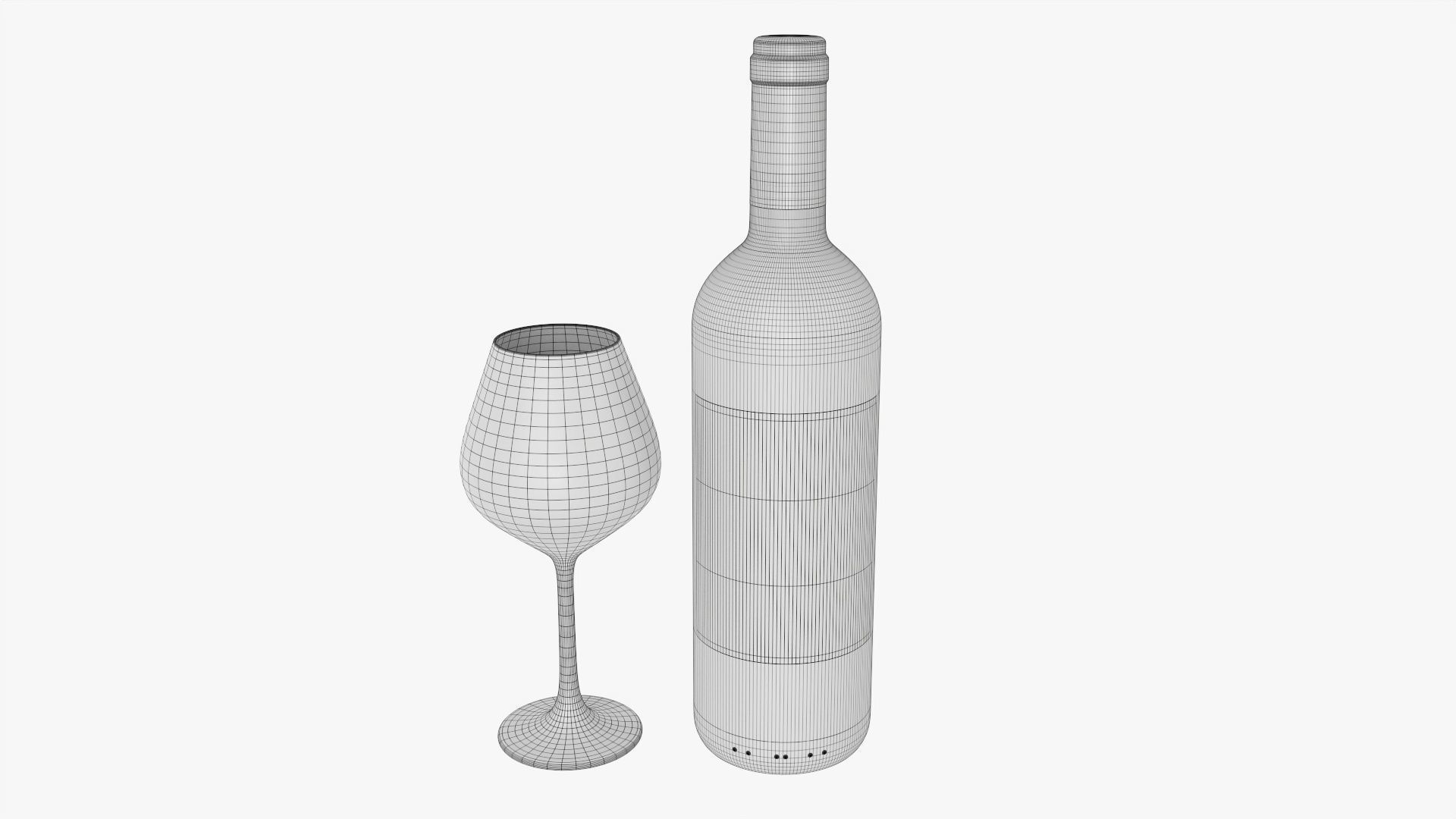 Wine bottle mockup 03 Red with glass 3D model_5