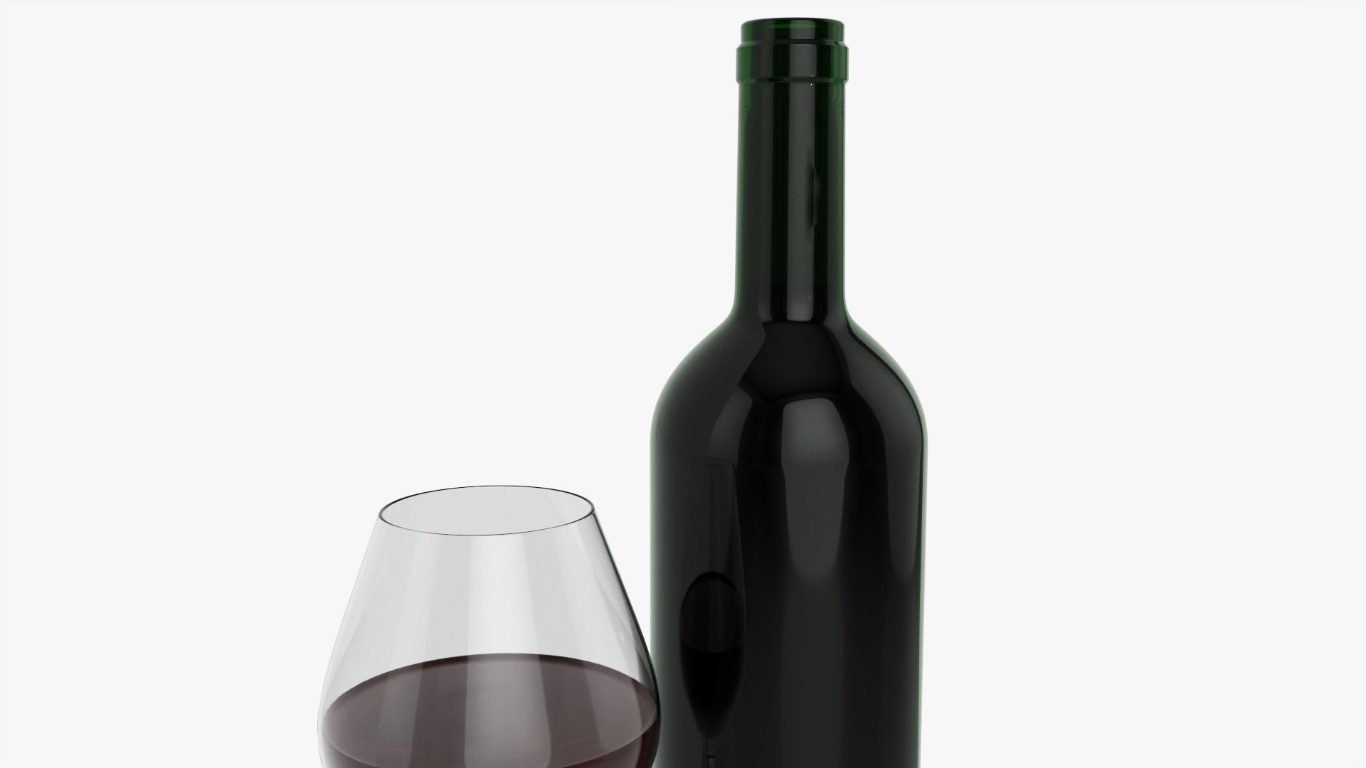 Wine bottle mockup 03 Red with glass 3D model_3