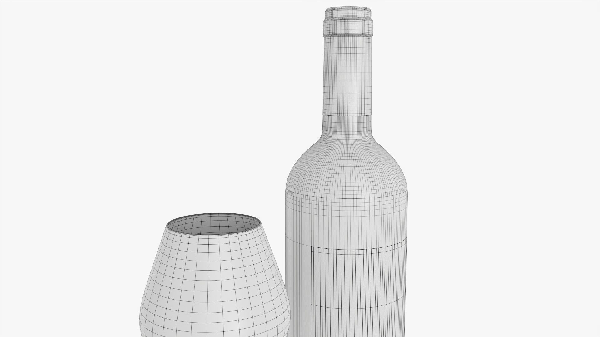 Wine bottle mockup 03 Red with glass 3D model_7