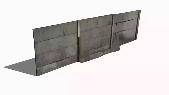 Concrete Fence Wall Low-poly 3D model