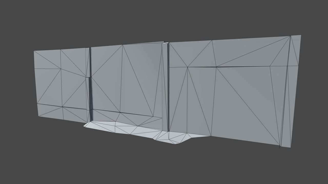 Concrete Fence Wall Low-poly 3D model_9