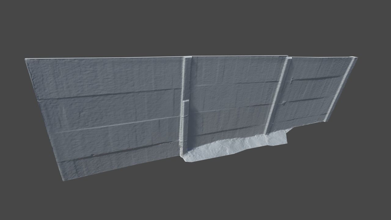 Concrete Fence Wall Low-poly 3D model_8