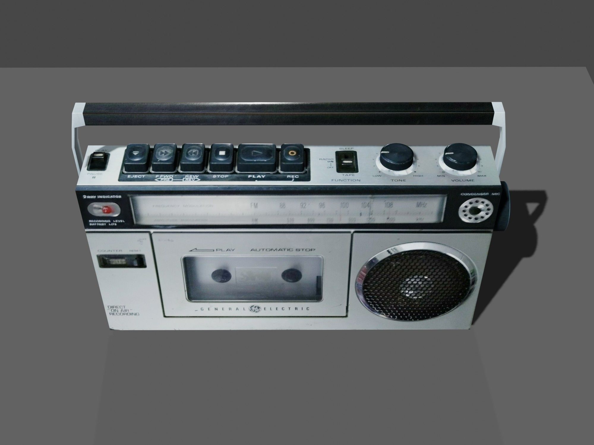 Retro Boom Box Ghetto Blaster Low-poly 3D model_5