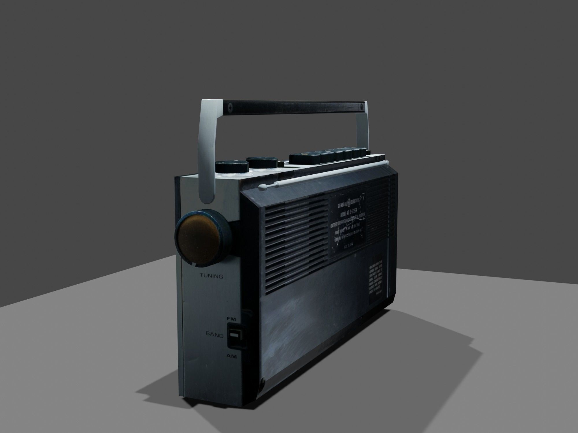 Retro Boom Box Ghetto Blaster Low-poly 3D model_4