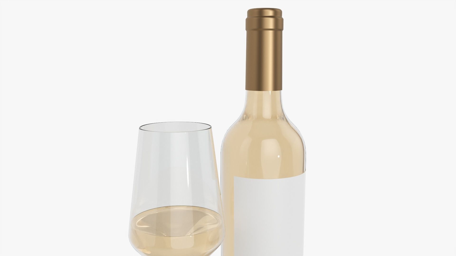 Wine bottle mockup 05 with glass 3D model_4