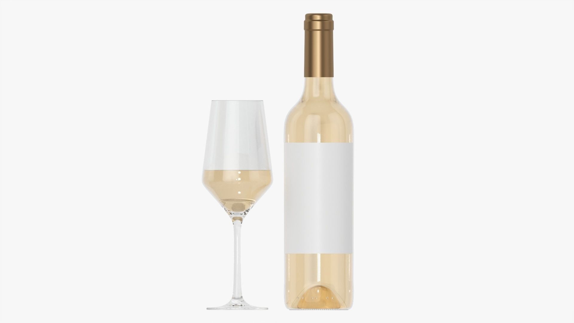Wine bottle mockup 05 with glass 3D model_6