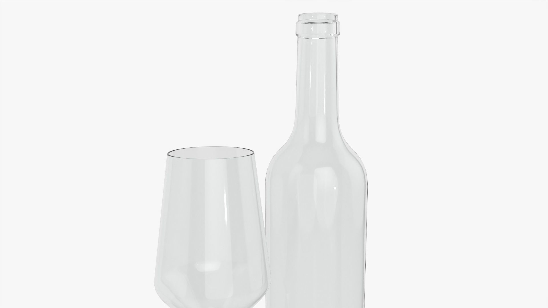 Wine bottle mockup 05 with glass 3D model_5