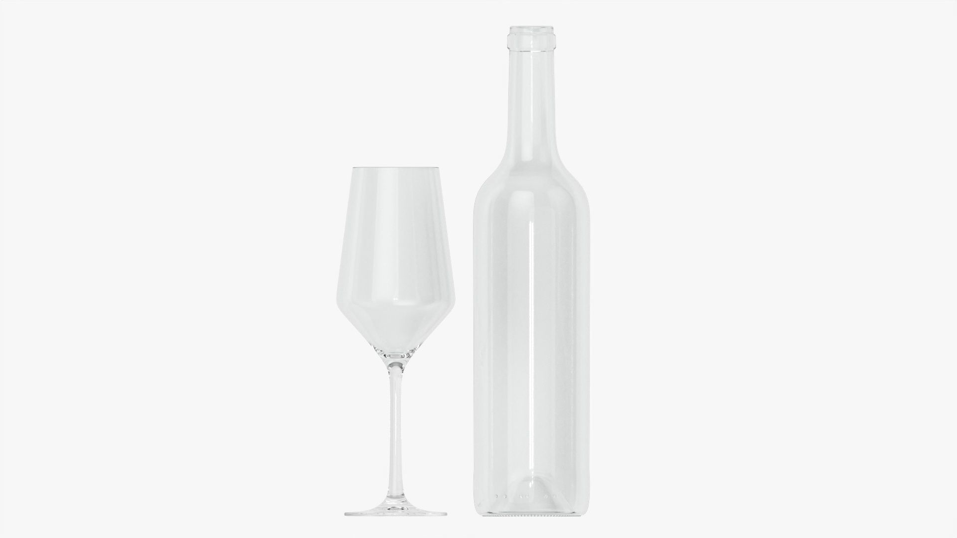 Wine bottle mockup 05 with glass 3D model_7