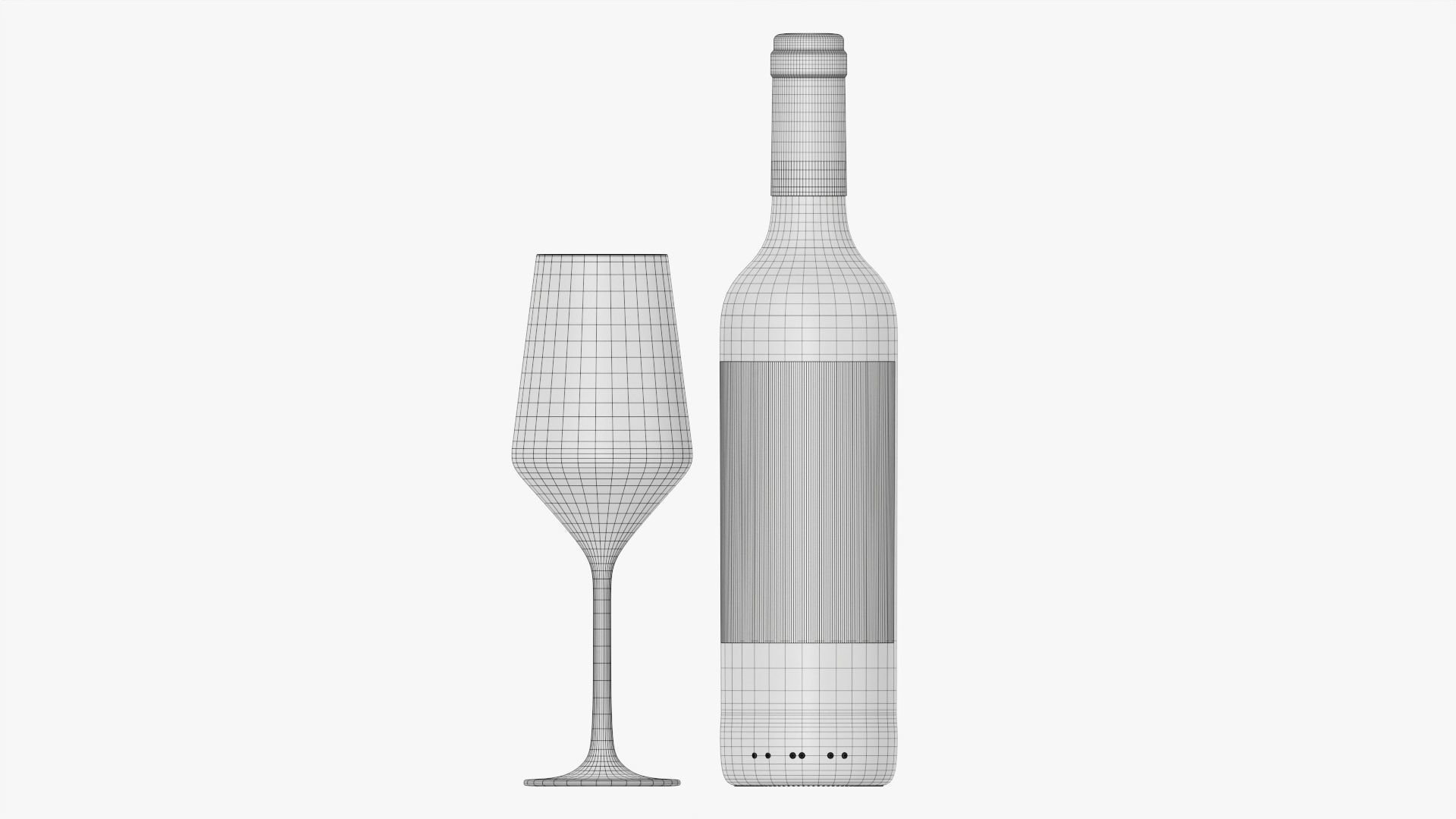 Wine bottle mockup 05 with glass 3D model_11