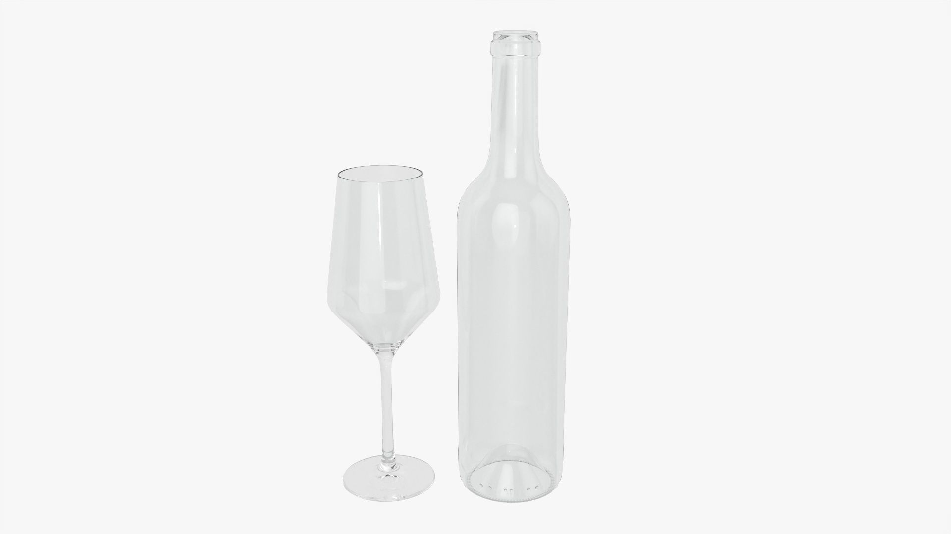 Wine bottle mockup 05 with glass 3D model_1