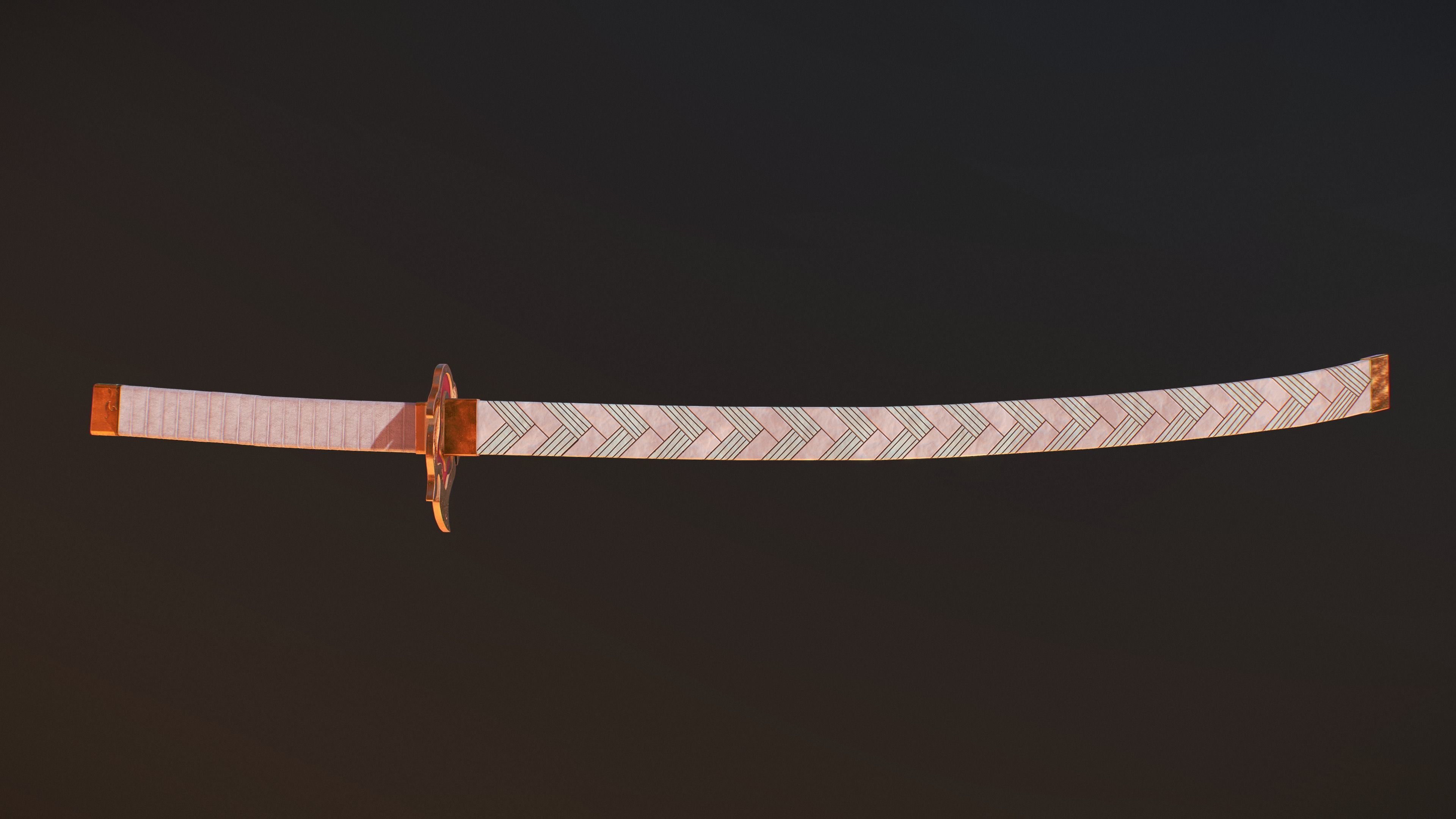 Demon Slayer Rengoku Katana Low-poly 3D model_5