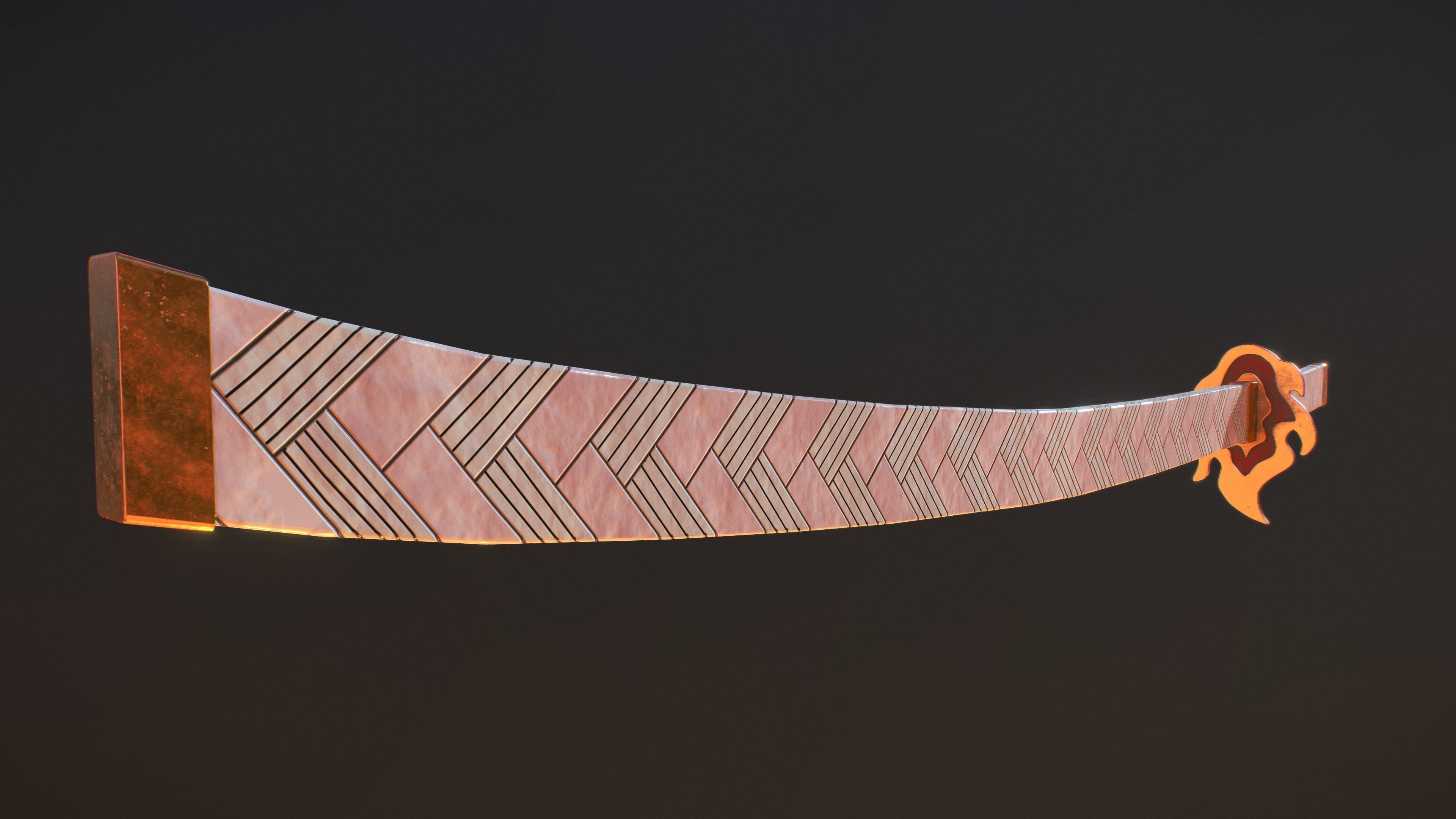 Demon Slayer Rengoku Katana Low-poly 3D model_7