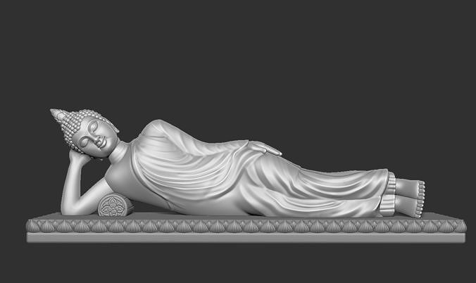Asian Sleeping Buddha Statue 3D print model