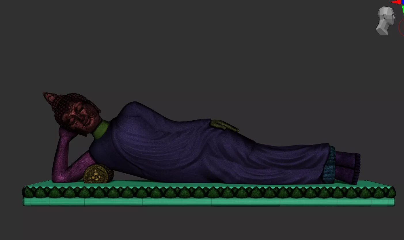 Asian Sleeping Buddha Statue 3D print model