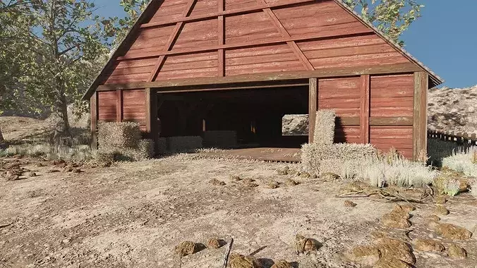 Barn Scene 3D model 3