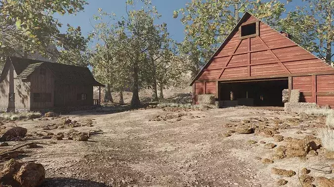 Barn Scene 3D model 2