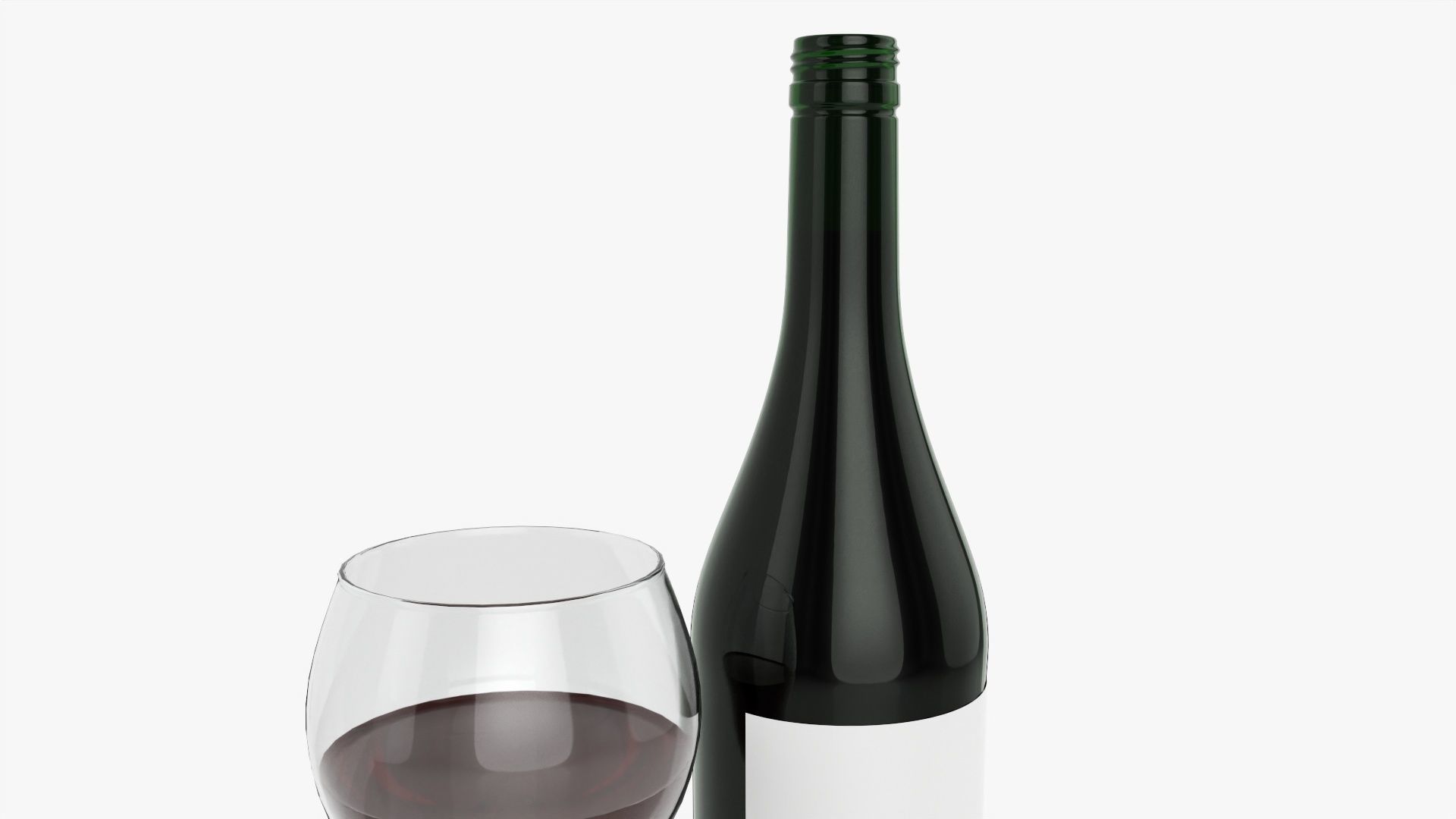 Wine bottle mockup 08 screw cap with glass 3D model_3